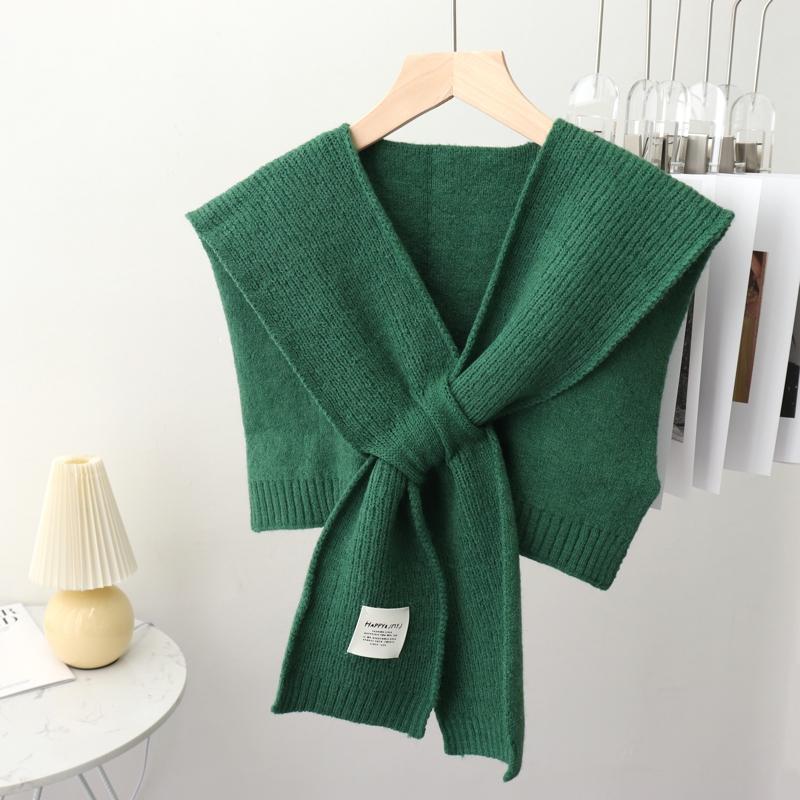 Koreański Sweter z Czystego Koloru Ciepły Szal Zimowy Damski Bluzka Ramiona Fałszywy Kołnierz Peleryna Wiązany Szalik Ochraniacz Na Szyję Szalik Dla Kobiet