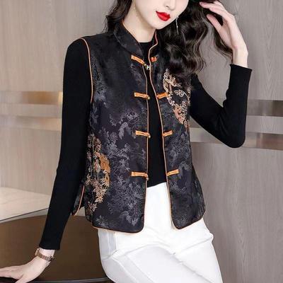Embroidered Spring 2024 Chinese Tang Vest - Short, Slimming, Retro Versatile Style