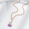 Shiny Purple Natural Zircon Pendant Necklace For Women Fashion  Rose Gold Color Crystal Flower Daily Fine Jewelry