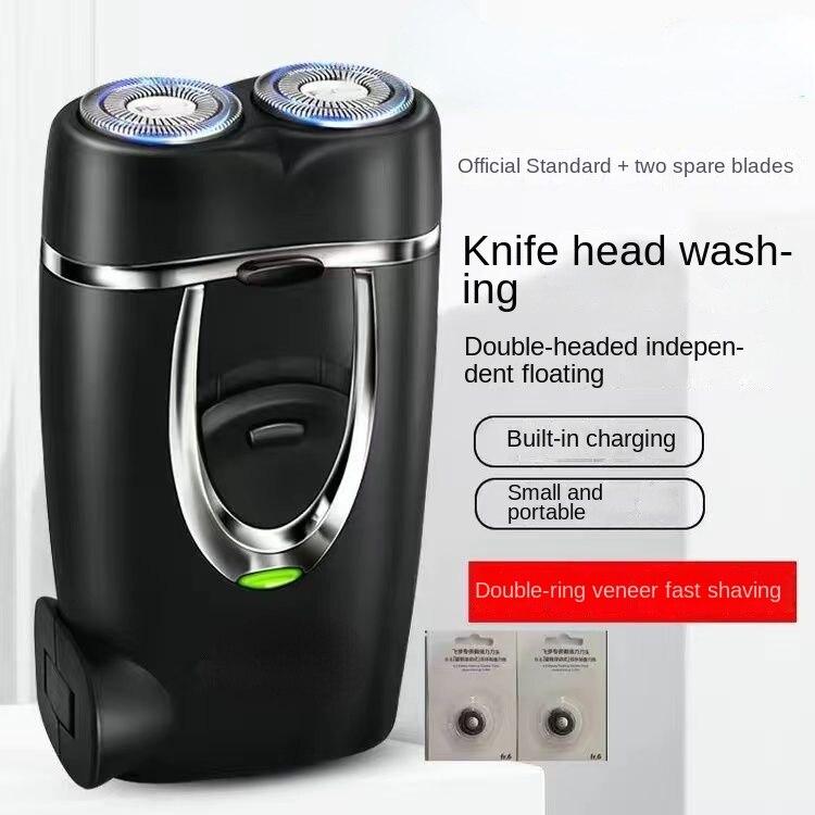 Electric Razor, Charging Bearded Knife, Portable Beard Knife, Double Knife Head Can Be Washed with Water.