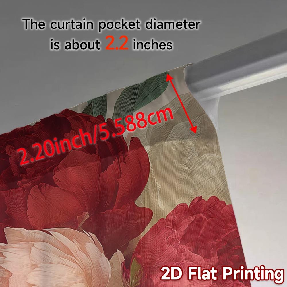 2D FLAT PRINTING 2pcs Curtains (Without Rod) Floral Peony Arrangement Modern Fashionable Curtainments during the Valentine is