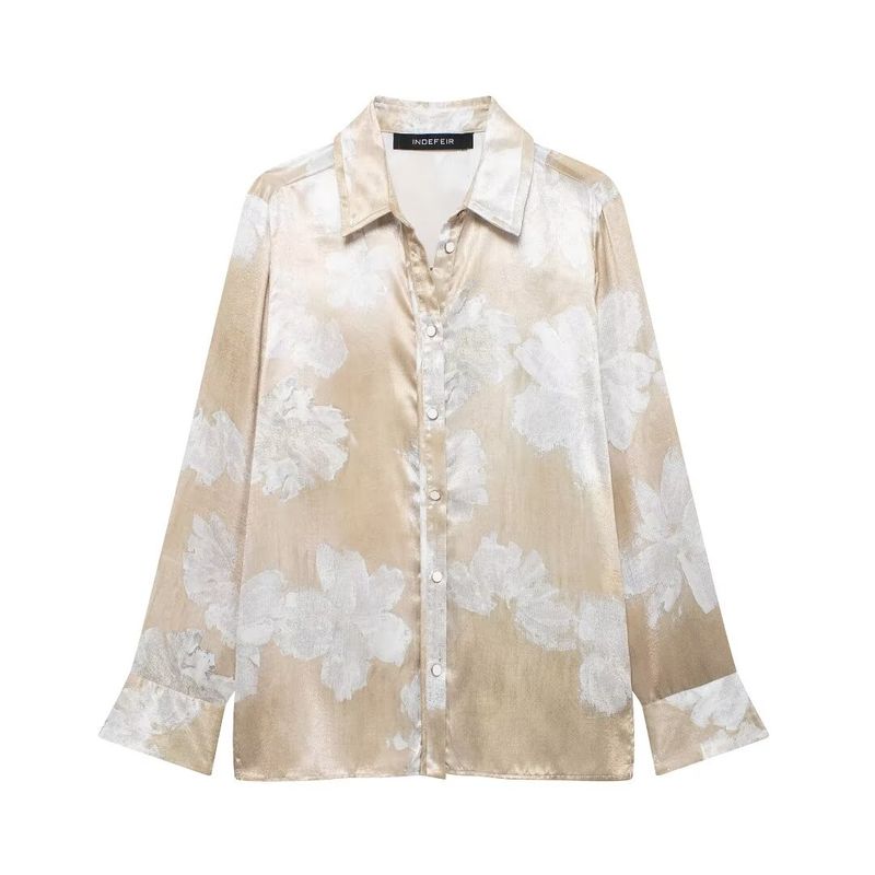 Kaslead New Arrival Women's Fashion Style Fashion Silk Satin Textured Shirt Pants 8925171 8799175