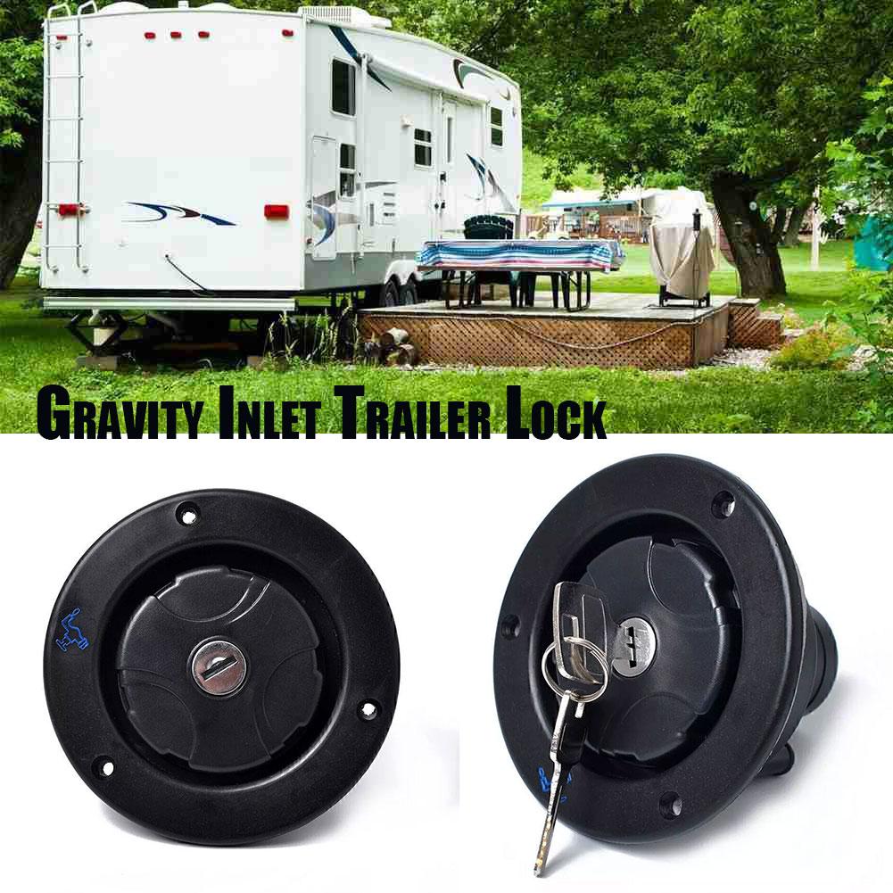 Gravity Freshwater Inlet Lockable Leakproof Water Inlet Filler Cap with 2 Keys for RV Motorhome RV Parts Accessories C0Y1