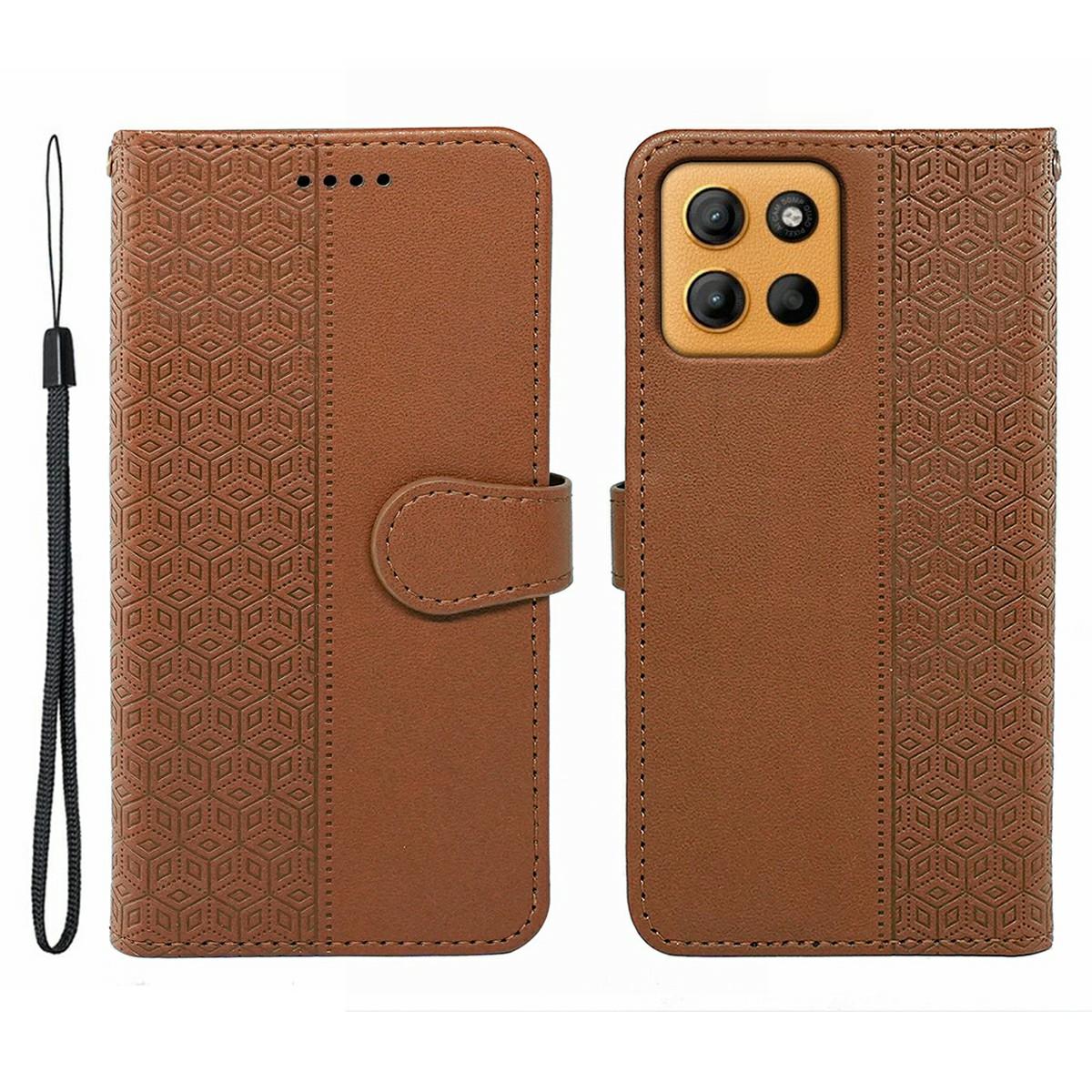 

Для Motorola Moto G15 4G Чохол Захист від подряпин Склеювання Тиснений Ромб Шкіряний Чохол для телефону Brown