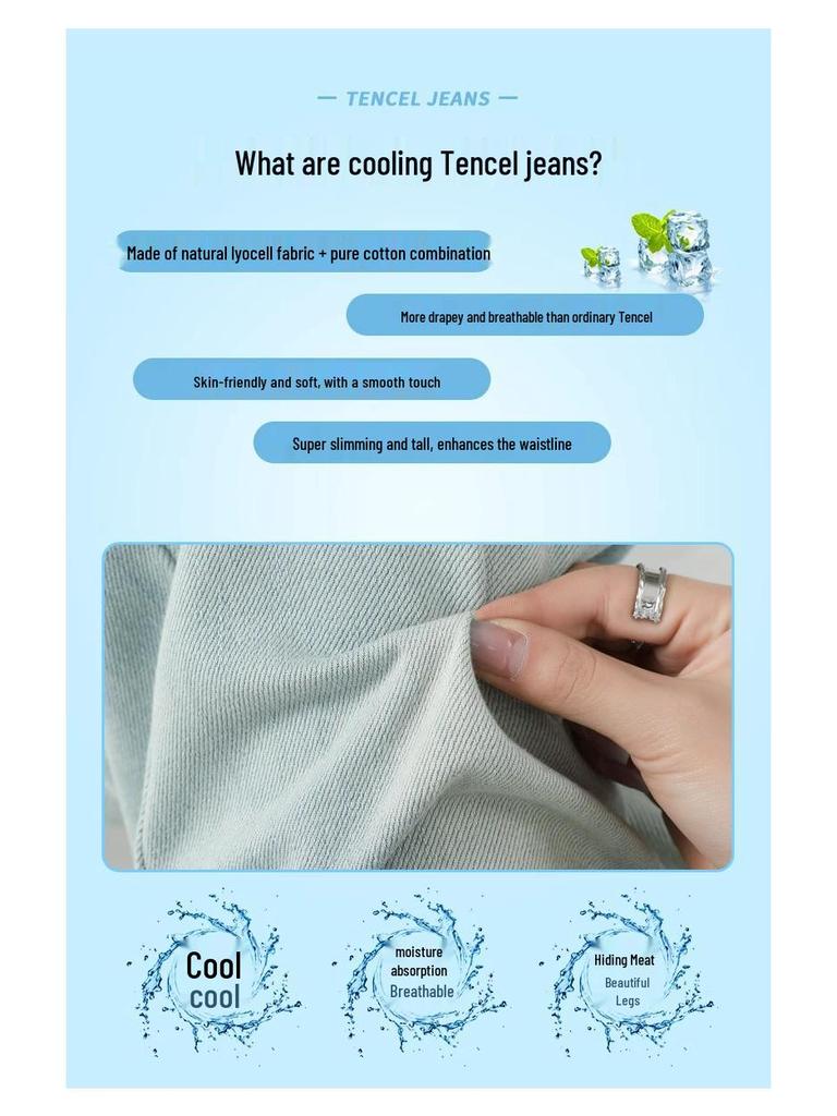 Women's High-Waisted Wide-Leg Light Blue Jeans - Retro Korean Style for Summer 2024