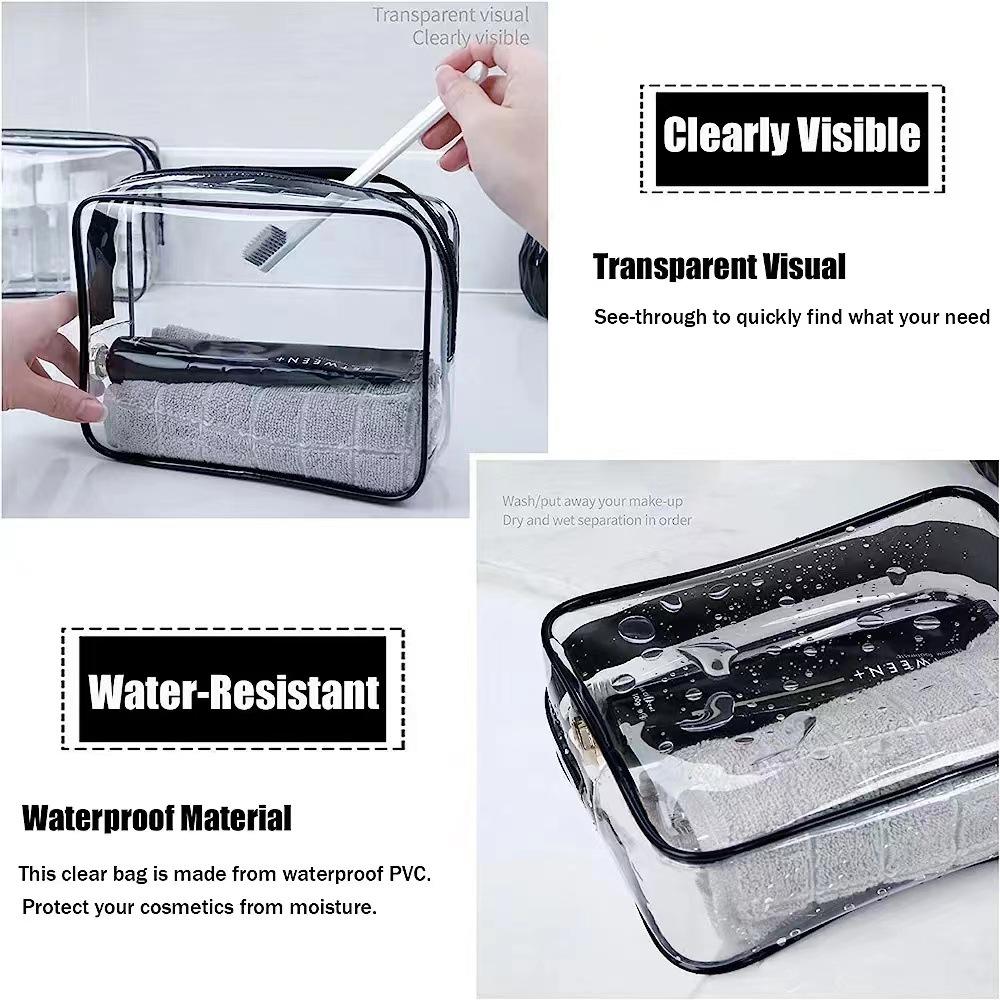 2025 PVC Cosmetic Bags Waterproof Makeup Case Transparent Bathroom Toiletry Bag Storage Pouch With Zipper For Women Men Travel