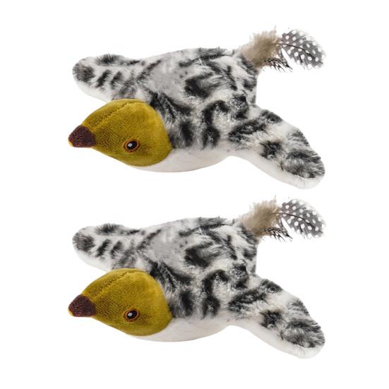 Chirping Bird Cat Toy Rechargeable Plush Bird Flapping Wings Interactive Electric Flying Bird Toy for Cats Chasing Natural Hunting Instinct