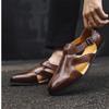 Summer Rome Luxury Designer New Men's Black Brown Gladiators Breathable Leather Casual Shoes Beach Sandals Outdoor Slippers