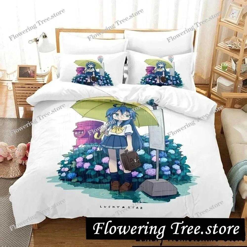 Anime Konata Izumi Lucky Star Bedding Set Duvet Cover Bed Set Quilt Cover Pillowcase Comforter King Queen Size Boys Adult