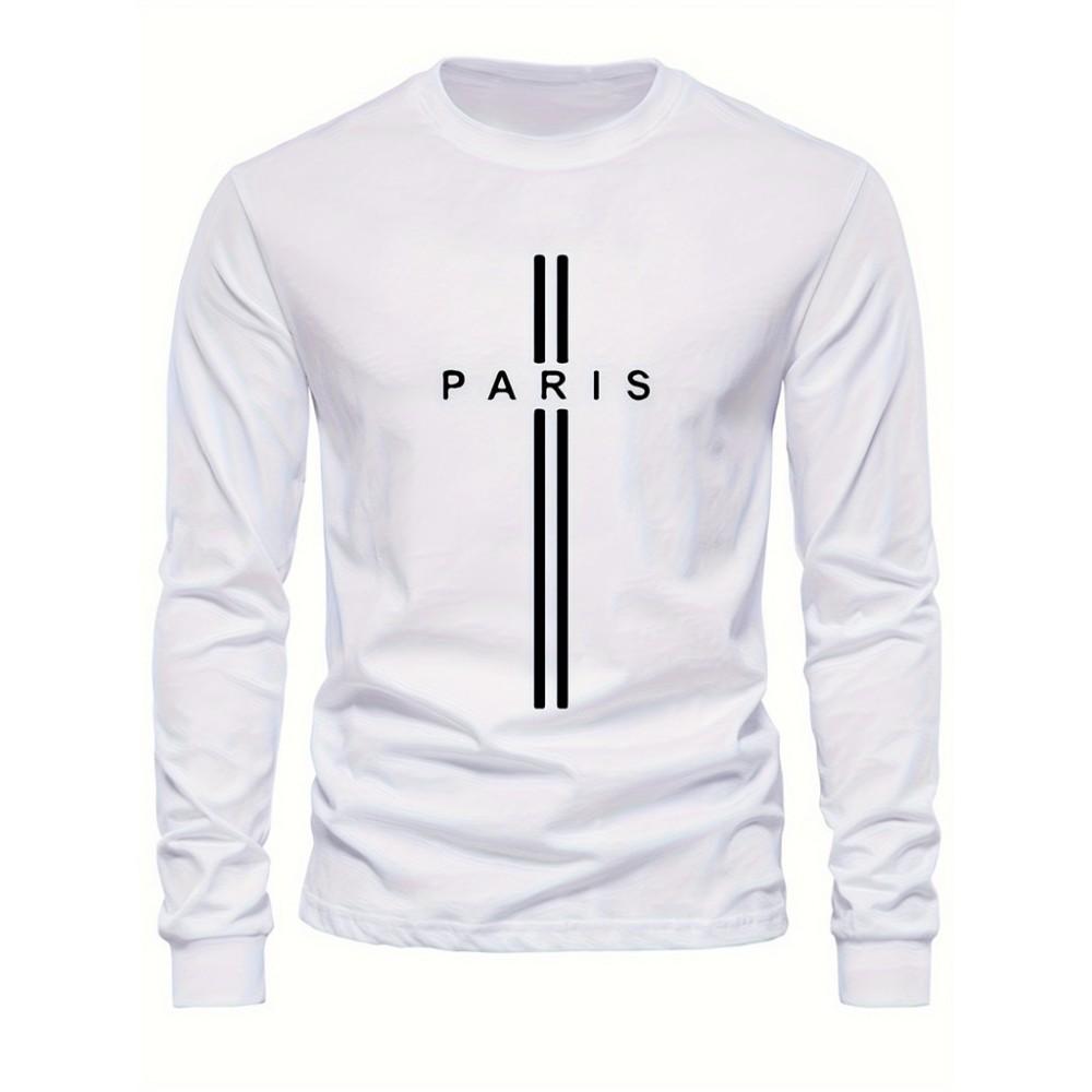 Men s graphic design round neck long sleeved sports T-shirt XS