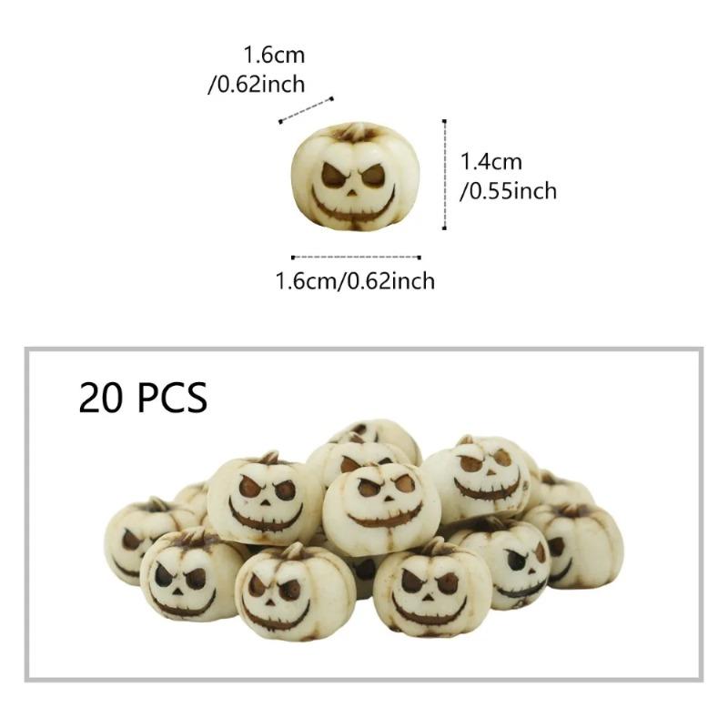 20PCS Resin Halloween New White Ghost Face Pumpkin Set Halloween Resin Home Garden Micro Landscape Bonsai Decoration