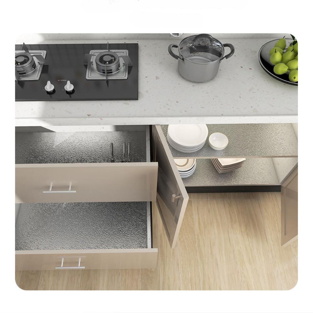 Aluminiumfolie Papier Küche Ölbeständige Folie Herd Wasserdicht Feuchtigkeitsbeständig Selbstklebende Tapete Arbeitsplatte Schrank Renovierung Fliesenaufkleber