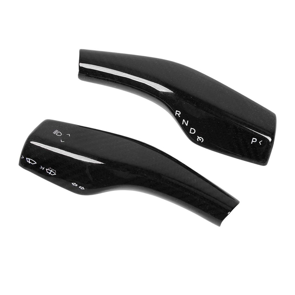 2PCS Steering Wheel Gear Shift Cover Real Carbon Fiber Scratch Proof Replacement for Tesla Model 3 Y 3K Twill Gloss