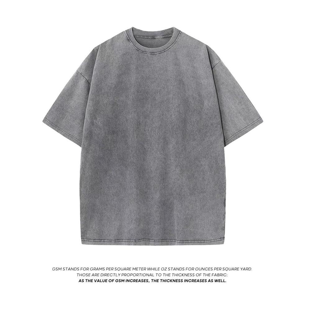 Heavy Fabric Vintage Men Oversized Tees 2026 Summer Short Sleeve Casual O Neck Man Tshirt Acid Washed T-shirts Tops