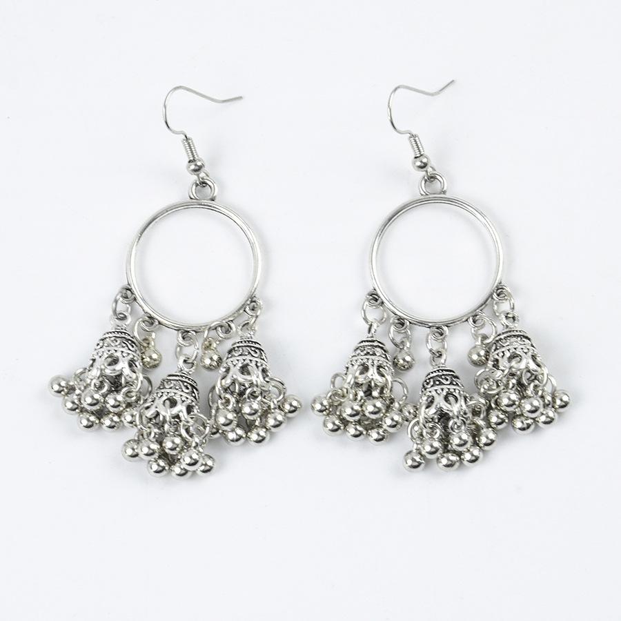 Exaggerated Retro Hollow Shape High-end Temperament Earrings Circle Pendant Ear Jewelry for Women