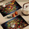 A set of 4 creative fruit element printed placemats that make your dining kitchen more beautiful, perfect for coffee tables, dining tables, and home