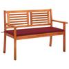 Day and Night - Day and Night 2-seater Garden Bench Solid Eucalyptus Wood and Cushion 120 Cm