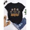 Street Trend Women's Summer Skull Print Pattern Top Fun T-Shirt Fashion Clothing Short Sleeved 90s Trend Cute Casual Loose T-Shi