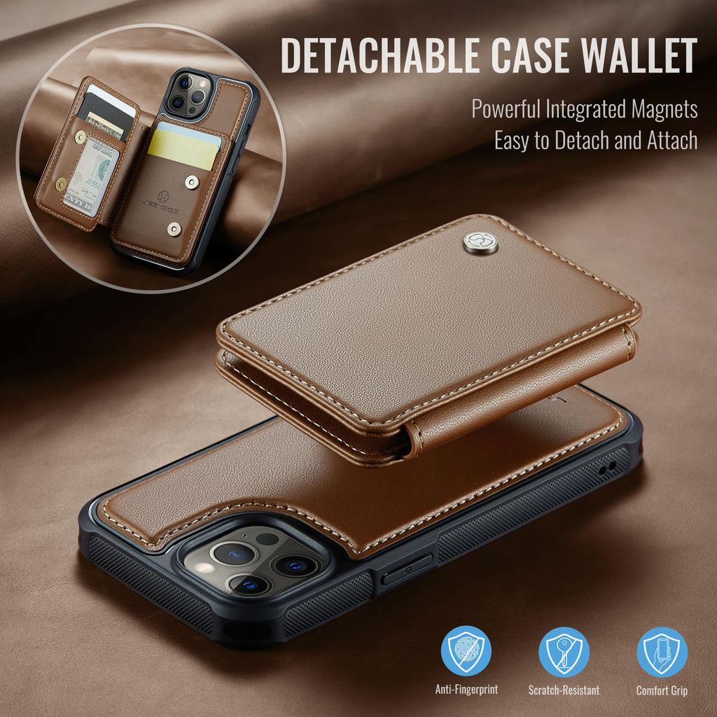 For iPhone 12 Pro Max Case Leather Mobile Cover with Detachable Magnetic Card Bag