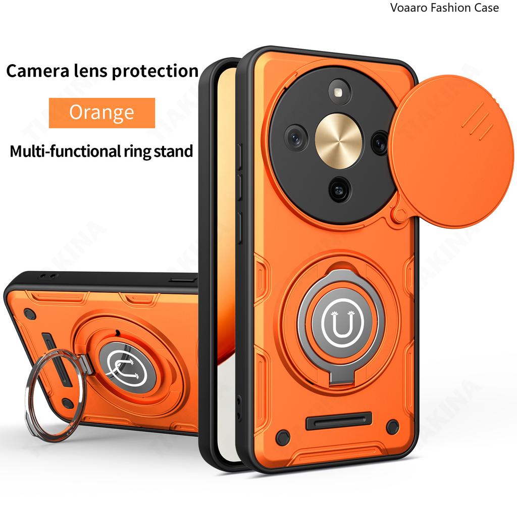 Slide Lens Camera Protection Funda for Honor X9D 5G Case Magnetic Rotate Ring Kickstand Cover for Honor X70 5G Armor Case