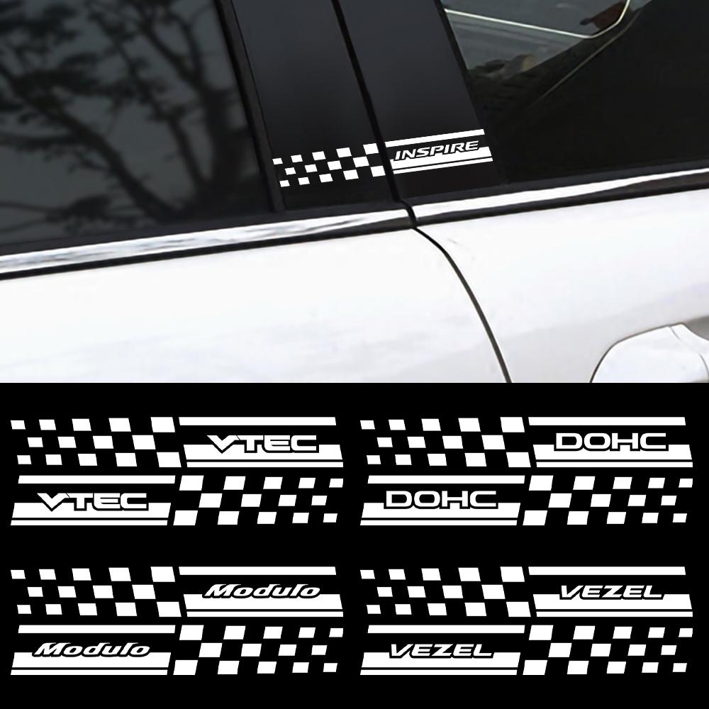 2PCS Car Styling Column Decals Window B Pillars Decorative Stickers For Honda Fit Civic Jazz CITY Accord CR-Z VTEC Vezel Insight