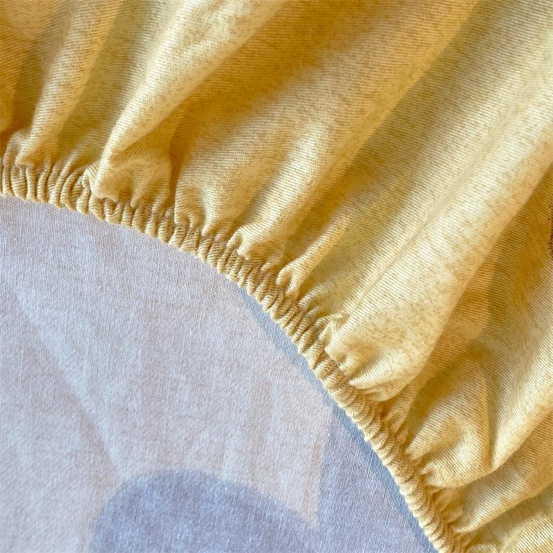 100% Cotton Bedsheet Skin-friendly Fitted Sheet Brushed Bed Cover Printed Bed Linen Elastic Sheets Drap De Lit (No Pillowcase)