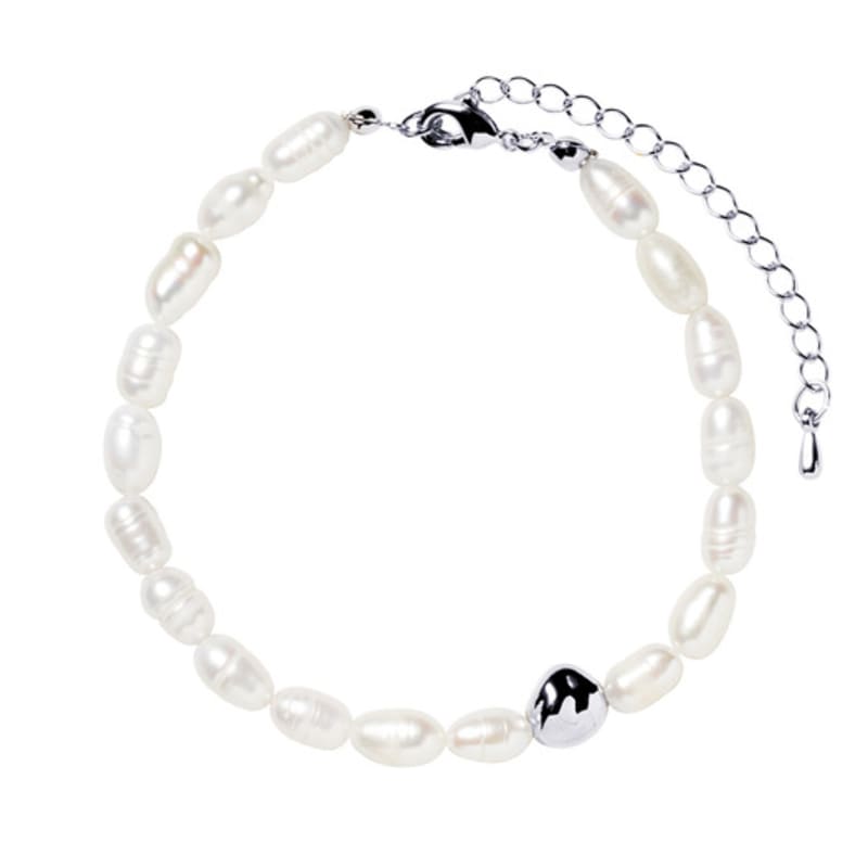 Shertz Ugly Freshwater Pearl Bumpy Stone Bracelet (24k Gold Plated)