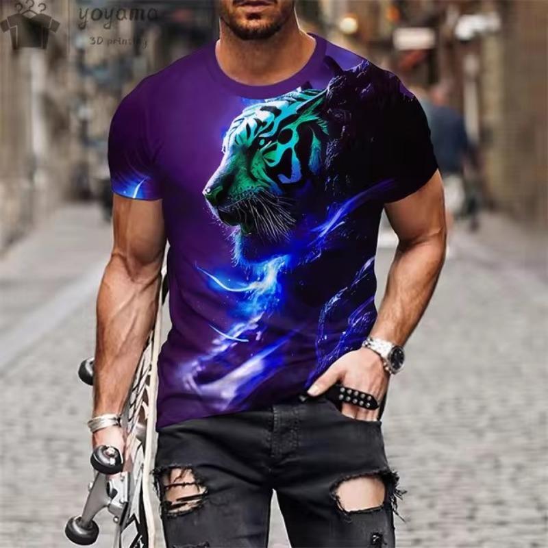 Θηρίο Άγριο Λιοντάρι Εκτύπωση 3d T-Shirt Ανδρικά Κοντομάνικα Τοπ Υπερμεγέθη T-shirt Ανδρικό Σχέδιο Ρούχα Τοπ