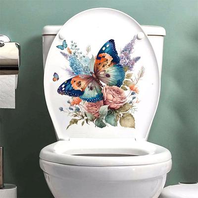 Banyo Çiçek Tuvalet Sanat Duvar Çıkartmaları Kendin Yap Çıkarılabilir Kelebek Duvar Çıkartmaları Kendinden Yapışkanlı Duvar Duvar Kağıdı Yatak Odası Ev Dekoru