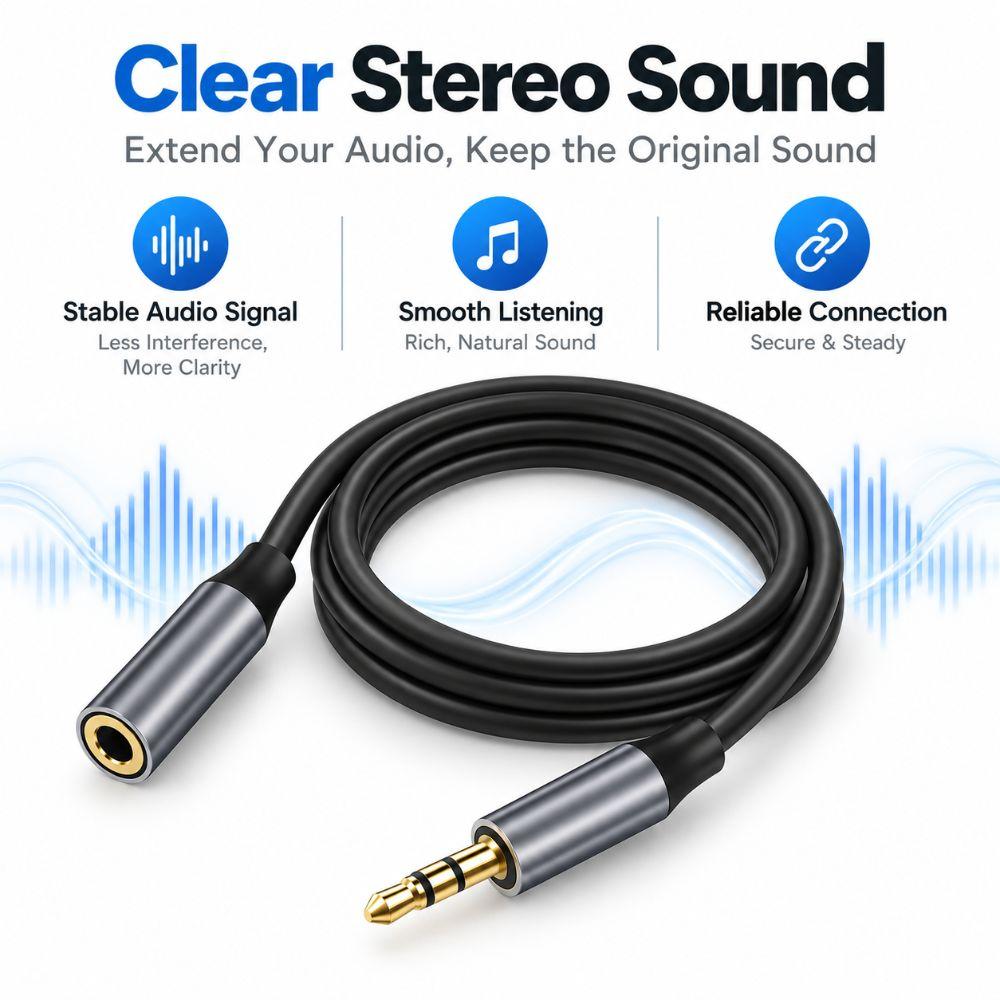 Male To Female 3.5mm Audio Extension Cable Stereo AUX Extension Cable  Headphone Listening
