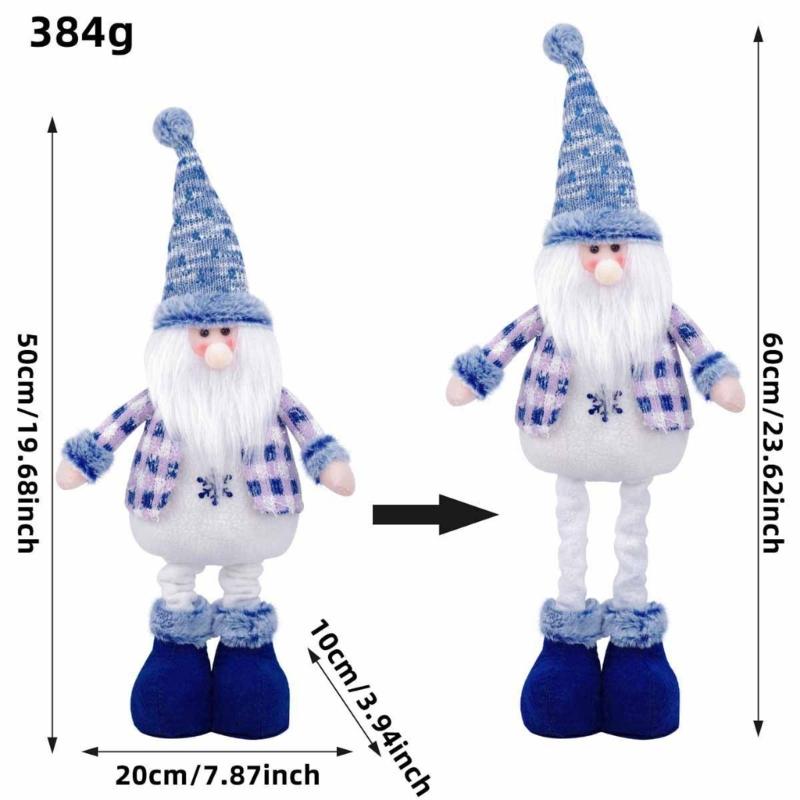 Stretchable Plush Doll Ornament Adjustable Height Telescoping Plush Figure Christmas Decoration for Living Room Bedroom