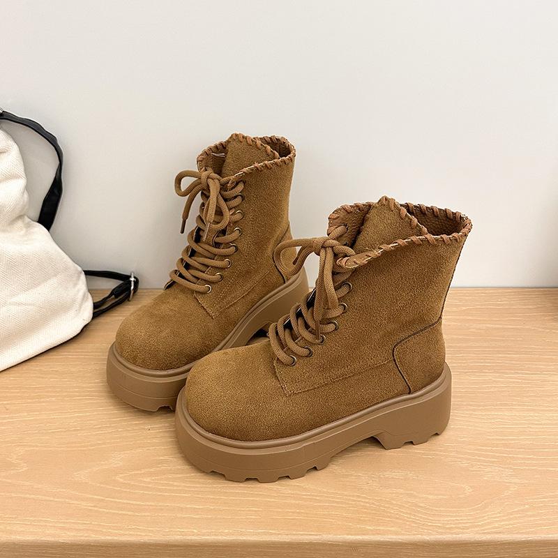 White British Style Small Man Heightened Thick-soled Martin Boots Women's 2025 New Autumn Thin Retro Short Boots