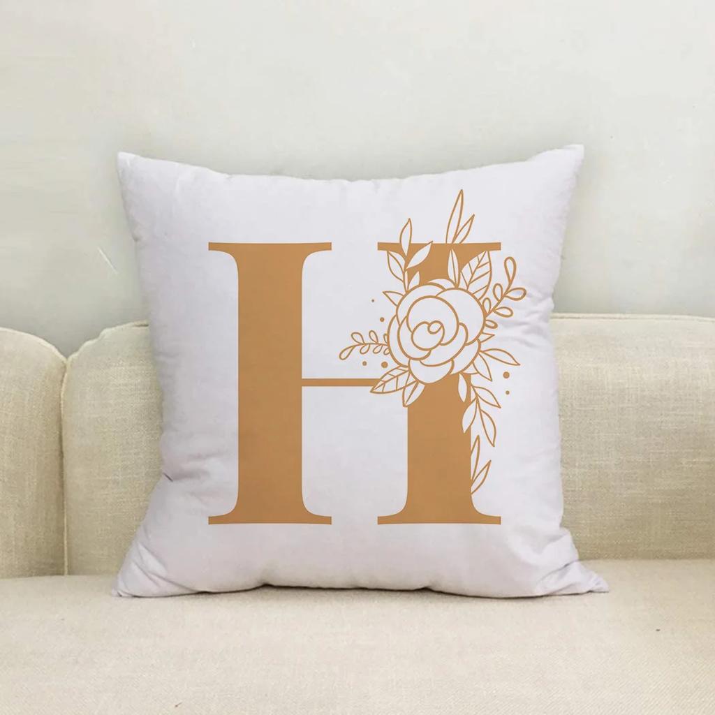 Heimdekoration Pflanze Alphabet A B C Muster Sofa Rückenkissenbezug Mode Frauen Kissen