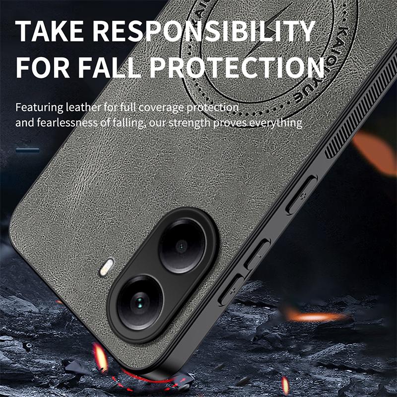Magnetic Case For POCO X7 Pro Case MagSafe Napa-textured PU Silicone Leather Back Cover Xiaomi Poco X7 Pro 5G Shockproof Bumper