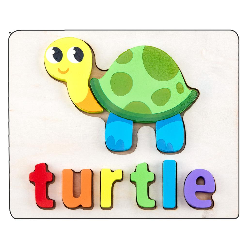 Wooden Children'S Early Education 3D Three-Dimensional Word Puzzle Animal Traffic Puzzle Enlightenment Parent-Child Interaction Educational Toy