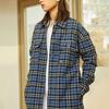Vans Color-Block Plaid Logo Print Long Sleeve Shirt Women Tops Blue VN0A7TNT2T9