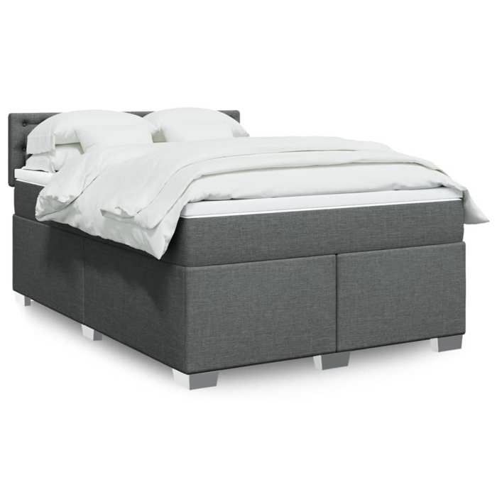 Maison Exclusive - Sommier à lattes de lit avec matelas Gris foncé 160x200cm Tissu