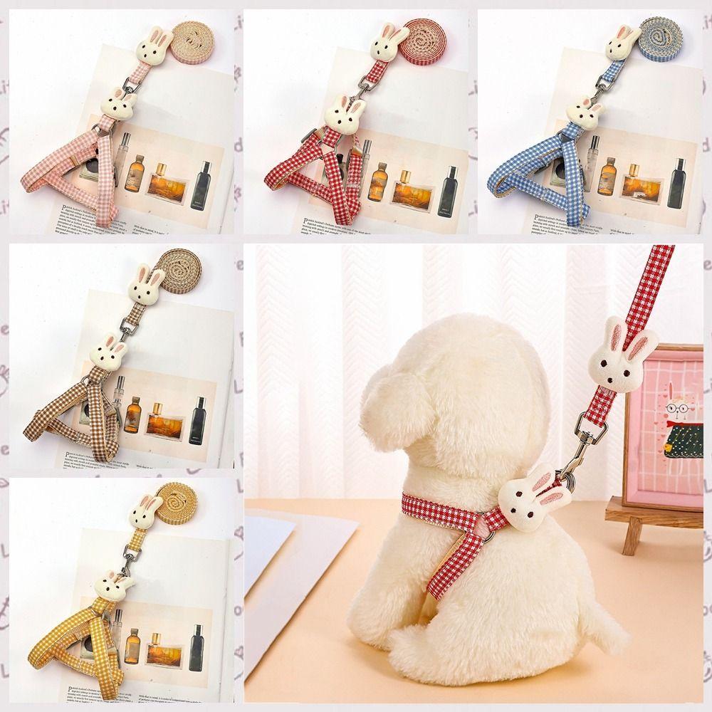 Adjustable Rabbit Doll Dog Harness Rabbit Doll Dog Chest Strap Dog Plaid Chest Vest  Puppy