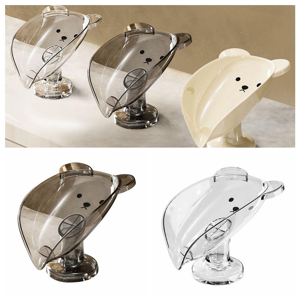 Fashion Suction Cup Soap Box Organizer PET Soap Dish Soap Storage Rack Bathroom Accessories