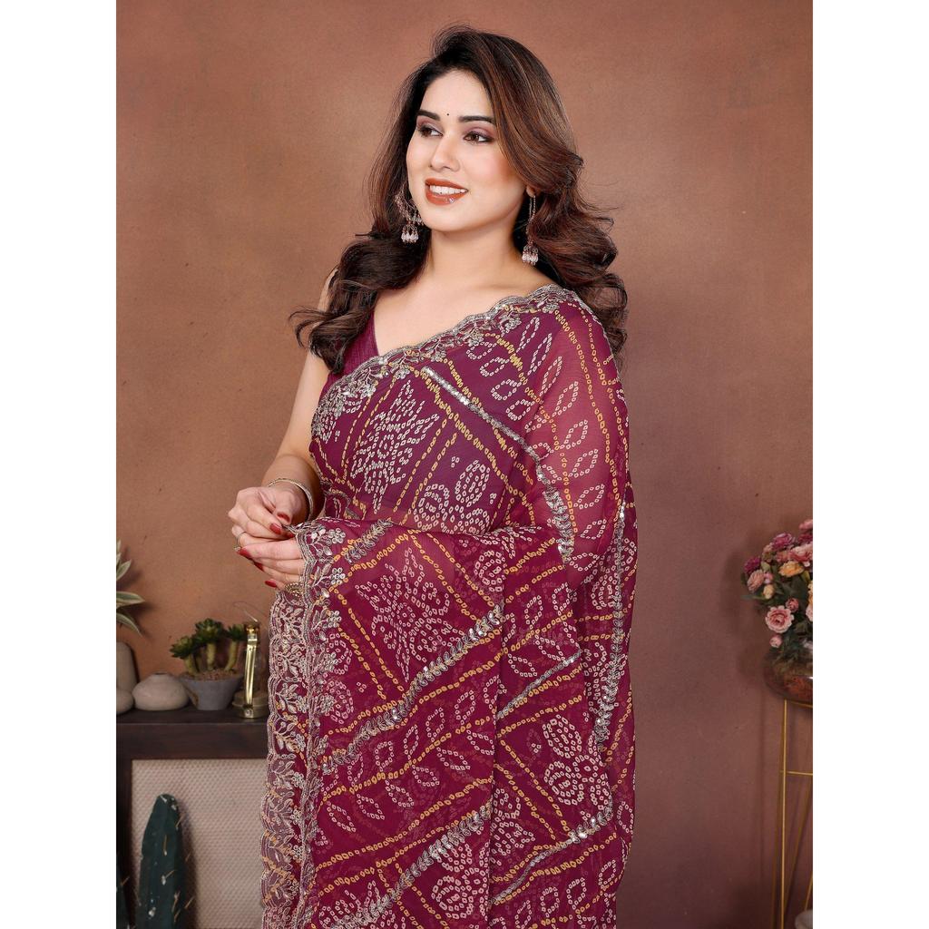 Designer Party Wear Bandhej Saree Collection