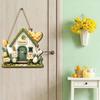 Yousheng Easter Wooden Hanging Sign, House Shape Tulip Flower Welcome Door Sign for Spring, Holiday, Indoor, Outdoor, Home, Porch, Front Door