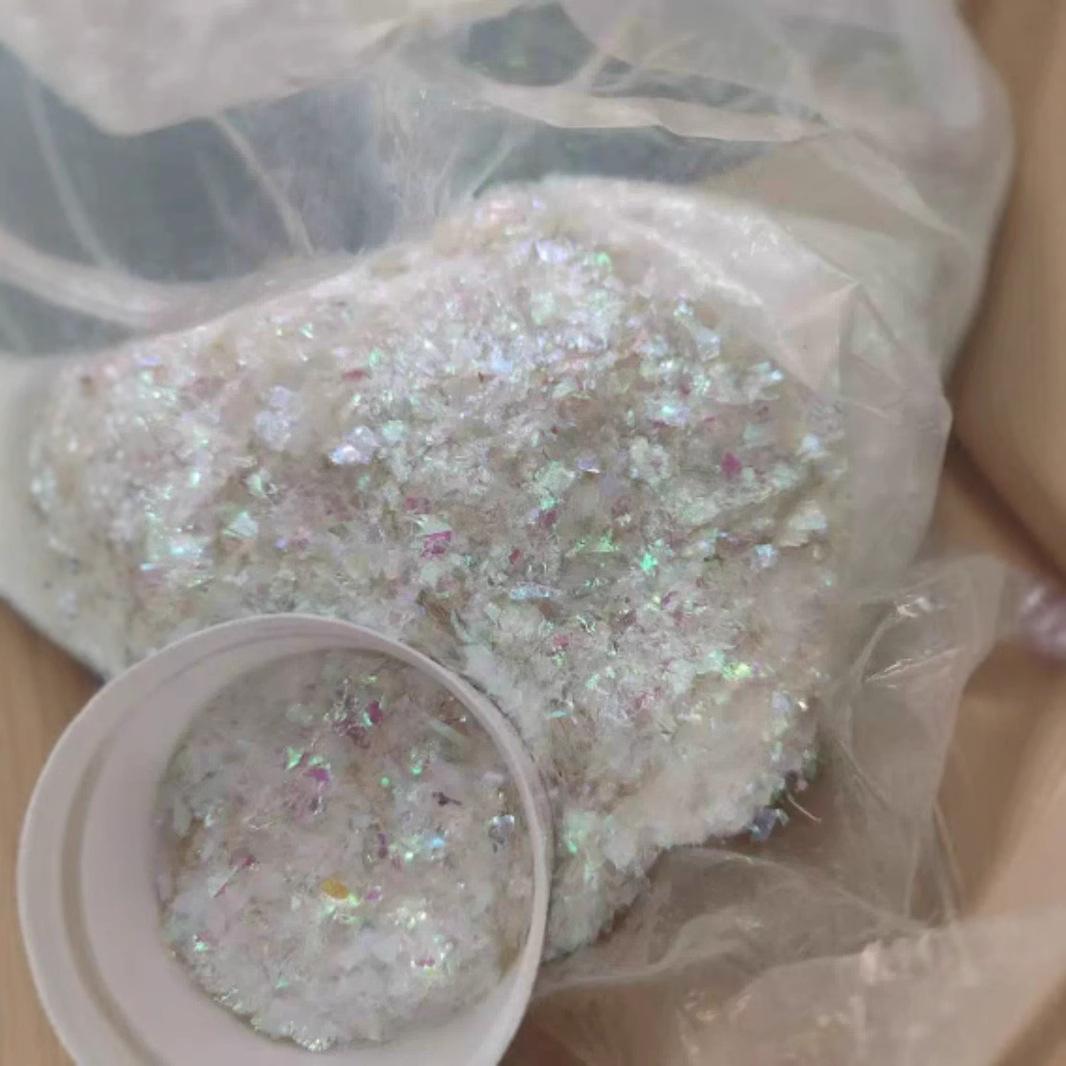 Ice Aurora Crushed Glass Nail Art: Iridescent Seven-Color Sequins for DIY Creations