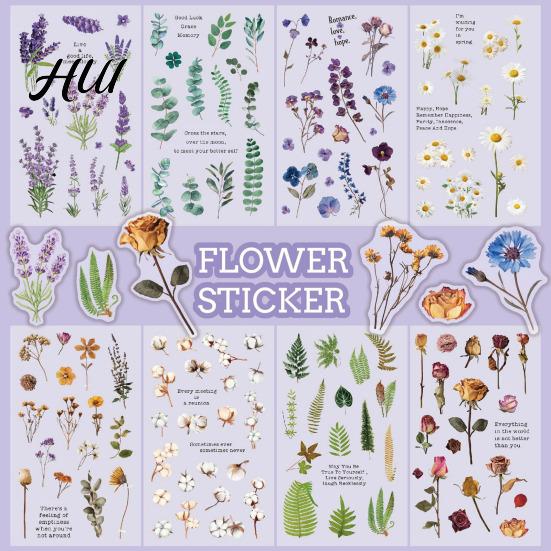 Plant Themed Stickers 1 Set Flower Plants Scrapbook Sticker with 10 Paper Sheet Waterproof PET DIY Notebook Planner Journaling Gift Box Decoration