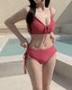 Korean Terry Cloth Candy Color High Waist Bikini: 6 Colors, New Style, Sexy Drawstring, Slimming Beachwear