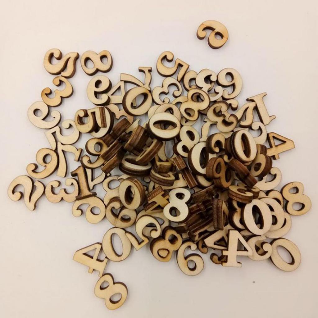 100 Pcs Mixed Wood Alphabet Letters Numbers Button DIY Craft Sewing Scrapbooking