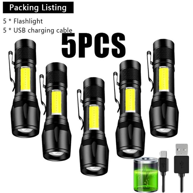 PCS 1357 Mini LED Flashlight COBXPE Portable Torch Camping Lantern Zoomable Focus Light Tactical Flashlight with Pen Clip