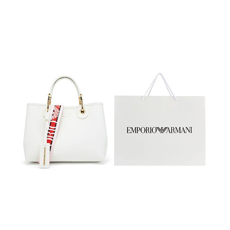 Emporio Armani Minimalist European And American Fashion PU Tote Shoulder Bag Women bags White Y3D166-YFO5B-85219