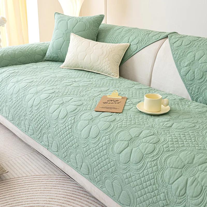 Cotton Sofa Cushion All Seasons Universal Cotton Fabric Non-Slip Cushion Cover Cloth Simple Sofa Cover Back Towel