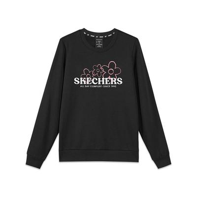 Skechers Comfortable Loose Fit Round Neck Long Sleeve Sweatshirt Unisex Sweatshirt Black FHL422W106-0018