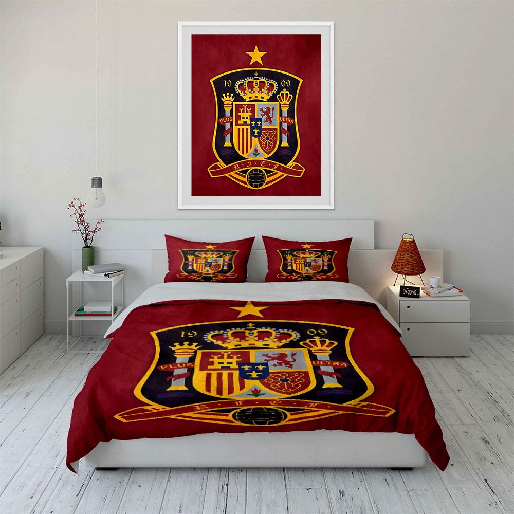 Spanien Fußballmannschaft Bettwäsche-Set Bettwäsche Bettbezug-Set Bettbezug Kissenbezüge (1 * Bettbezug 2 * Kissenbezüge, ohne Bettdecke)